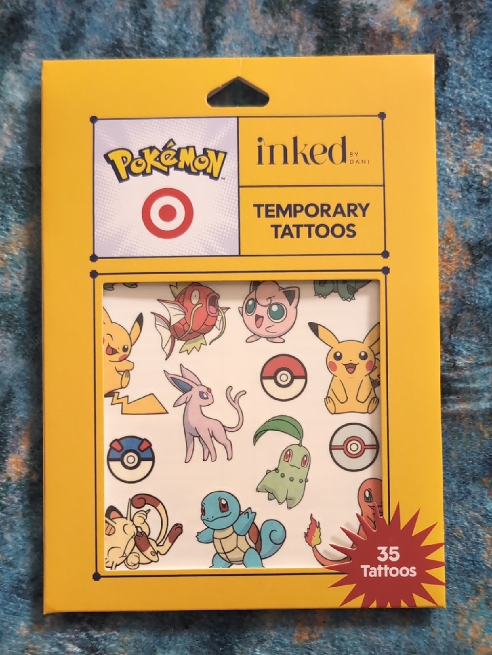 Pokemon Yellow & White Temporary Tattoos - Pikachu, Squirtle, Jigglypuff